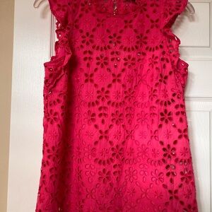 J. Crew Pink Eyelet Floral Top